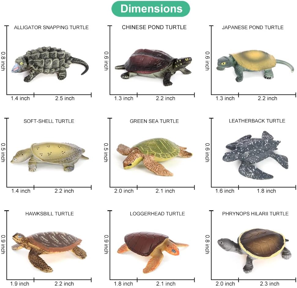 Volnau Mini Sea Turtle Figures 14PCS Animal Toys Figurines for Kindergarten Toddlers Kids Ocean Sea Creature Cake Topper Pack