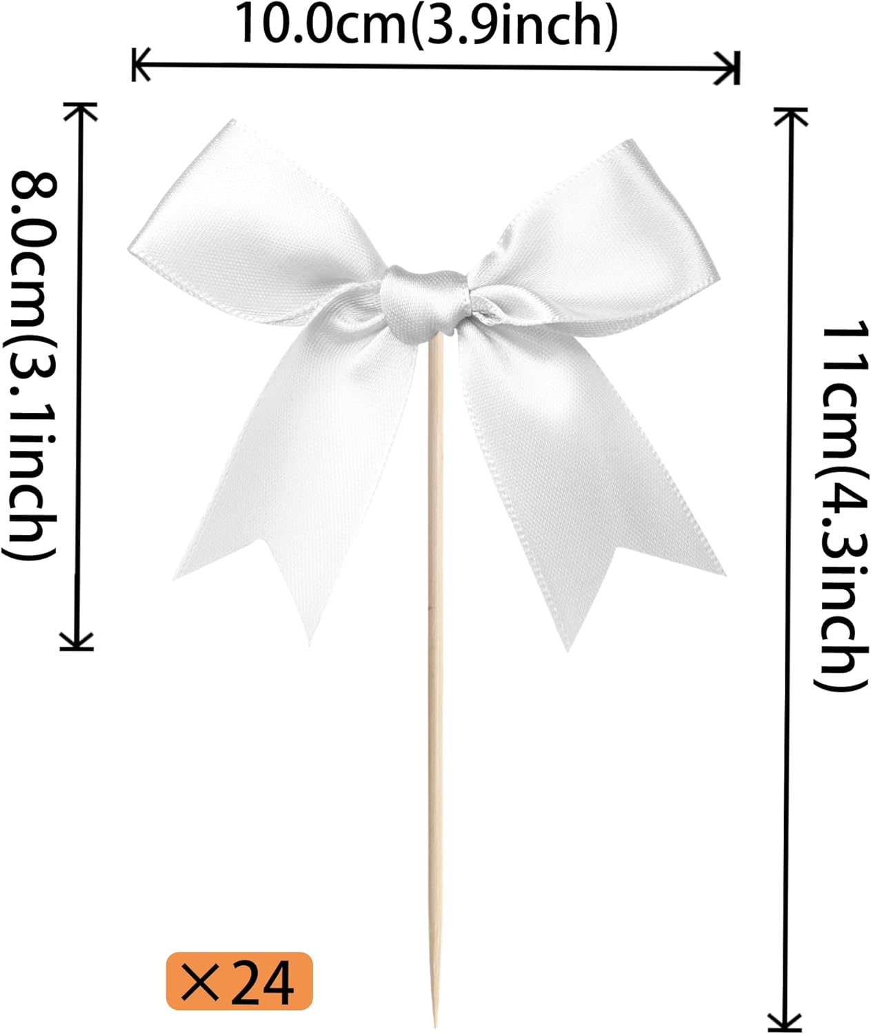 24 PCS Bow Cupcake Toppers Bow Cupcake Picks Bowknot Birthday Party Decorations Bowknot Cake Dessert Picks for Baby Shower Birthday Wedding Bridal Engagement Party Cake Decorations Supplies Silver