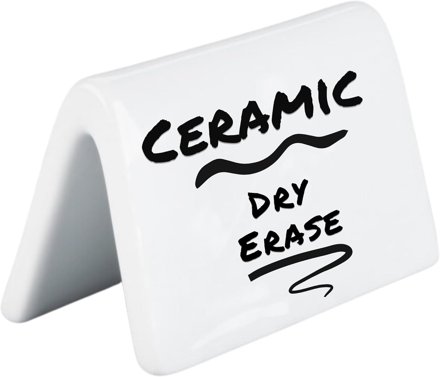 Double Sided Ceramic Dry Erase Table Tent Sign White - 3-1/2"x2" - Reusable Tabletop Setting. Great for Wedding, Birthday, Picnic, Banquet, Buffet, Bakery, Party, Events, Message Board - 12 PK