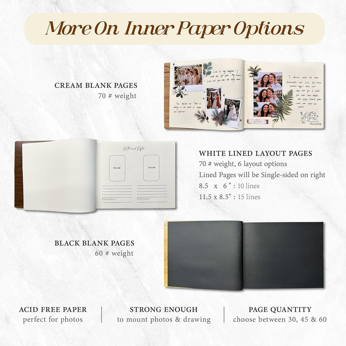 Wedding Guest Book, Custom Wooden Sign-in Book for Reception, Instant Photo Booth Album - Ideal for Wedding Album & Keepsake, Wedding Gift for Couple (A5-8.5 x 6 inch)