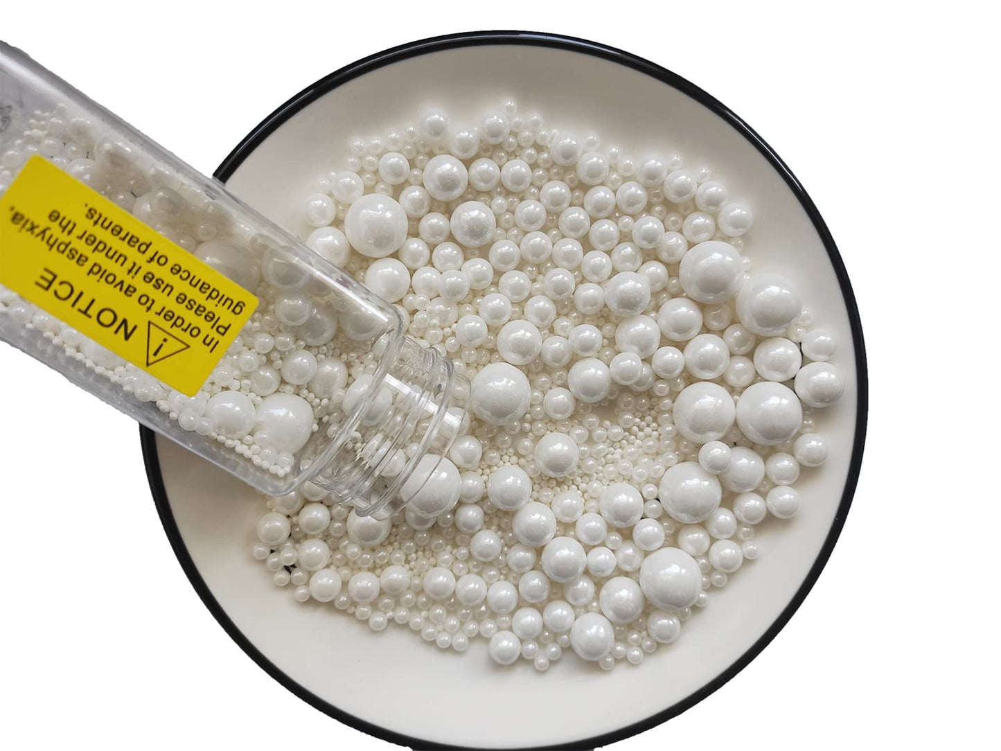 Edible White Pearls Sugar Sprinkles 120g/4.23 oz, Mix size Candy Pearl for Cake Decorating and Cupcake Toppers Cookie Decorations Ice Cream Topping Wedding Shower Party Valentines Halloween Christmas