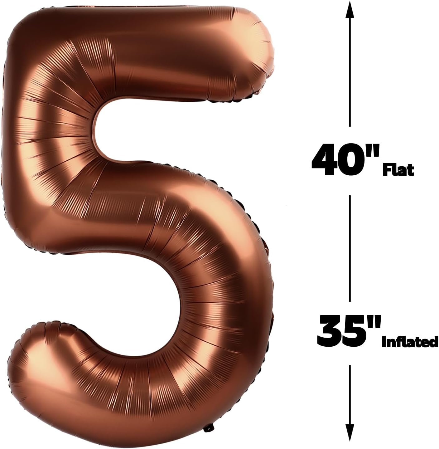Large Coffee Brown 40 Inch Birthday Number 5 Balloon, Dark Brown Five 5th 15 25 35 50 55 Birthday Anniversary Celebration Decorations, Foil Mylar Helium Numbers 5 Balloons Girl Boy Party Supplies