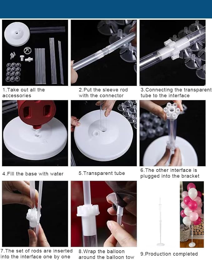 Leesoot 2 Sets 74-Inch Pink Floor Column Kit Stand With Backdrop Decoration for Graduation, Wedding, Birthday, Baby Shower, Gender Reveal Party - Balloon Tower and Tree