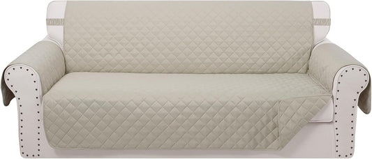 Reversible Oversized Sofa Covers Couch Cover Furniture Protector for Dogs Elastic Straps Water Resistant(XLSofa,Beige/Beige)