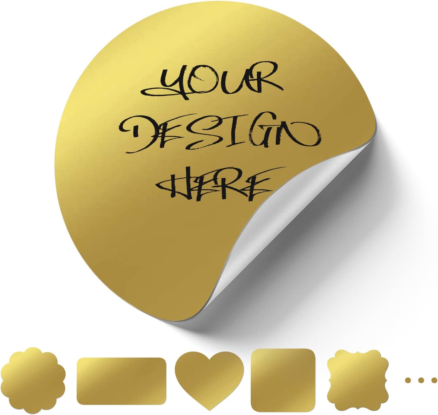 Custom Business Logo Stickers, Personalised Logo Labels - Any Shape, Waterproof, Perfect for Branding & Packaging. Glossy Finish (Golden Lustre)