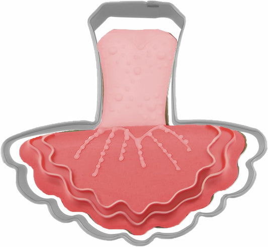 Large Size Dress Shaped Cookie Cutter, Stainless Steel Ballet Dress Wedding Princess Dress Cookie Cutter, 4 Inches