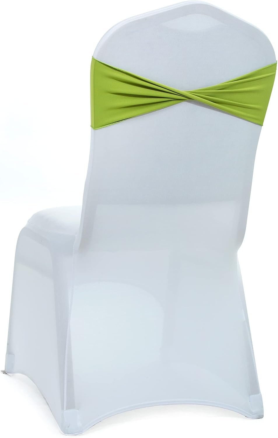 MDS Pack of 250 Spandex Chair Sashes Bows Elastic Stretch Dining Chair Bands Ties Without Slider Buckle Universal fits for Wedding Baby Shower Birthday Party Banquet Event Decoration - Apple Green