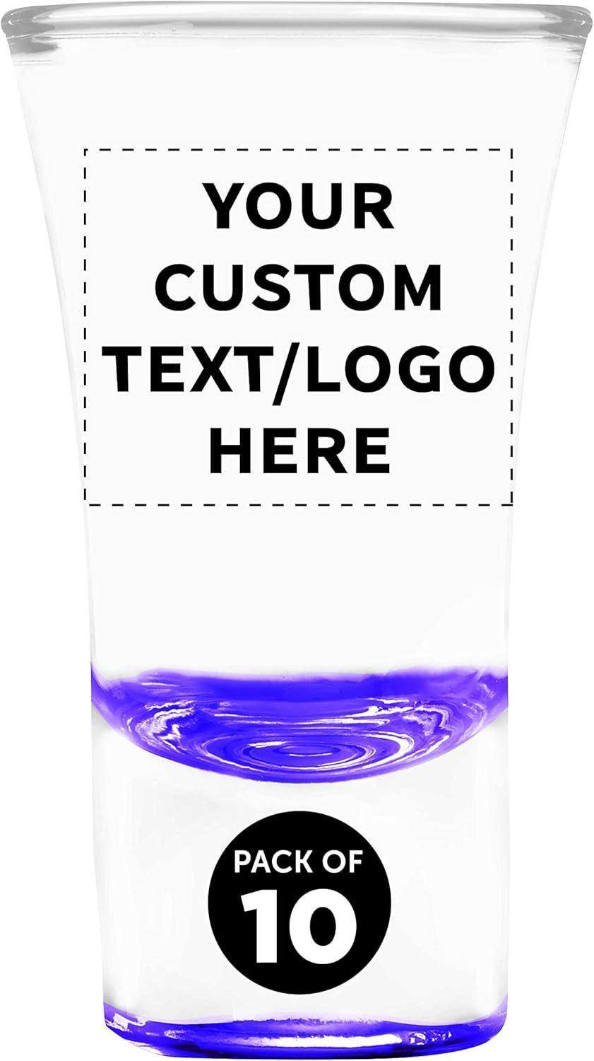 Custom 2 oz. Lord Shooter Etched Shot Glasses, 10 pack, Personalized Text, Logo, 21st Birthday Party, Lounge Glassware, Purple