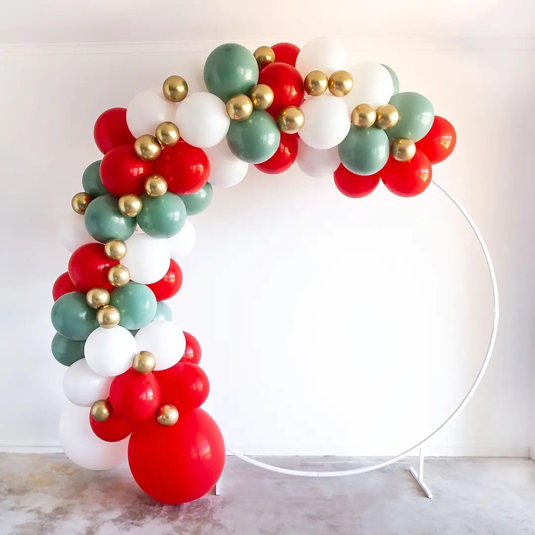 Paready Christmas Balloons, 50Pcs 12 Inch Red, Green, White, Pastel Pink Retro Bean Confetti Balloons for Birthday, Baby Shower, New Year, Christmas Party Supplies