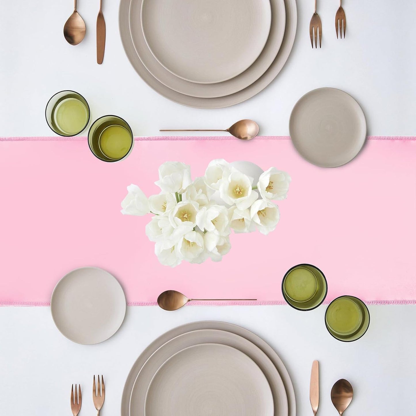 10 Pack Satin Table Runner 12 x 108 Inch Long Pink Silk Table Runner for Wedding Party Banquet Birthday Decoration