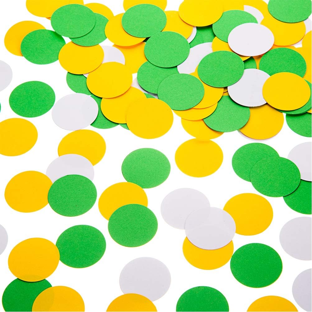 Glitter Confetti Circle Dots for Table Wedding Birthday Party Decoration, 1.2 inch in Diameter (yellow,green,white,200pc)