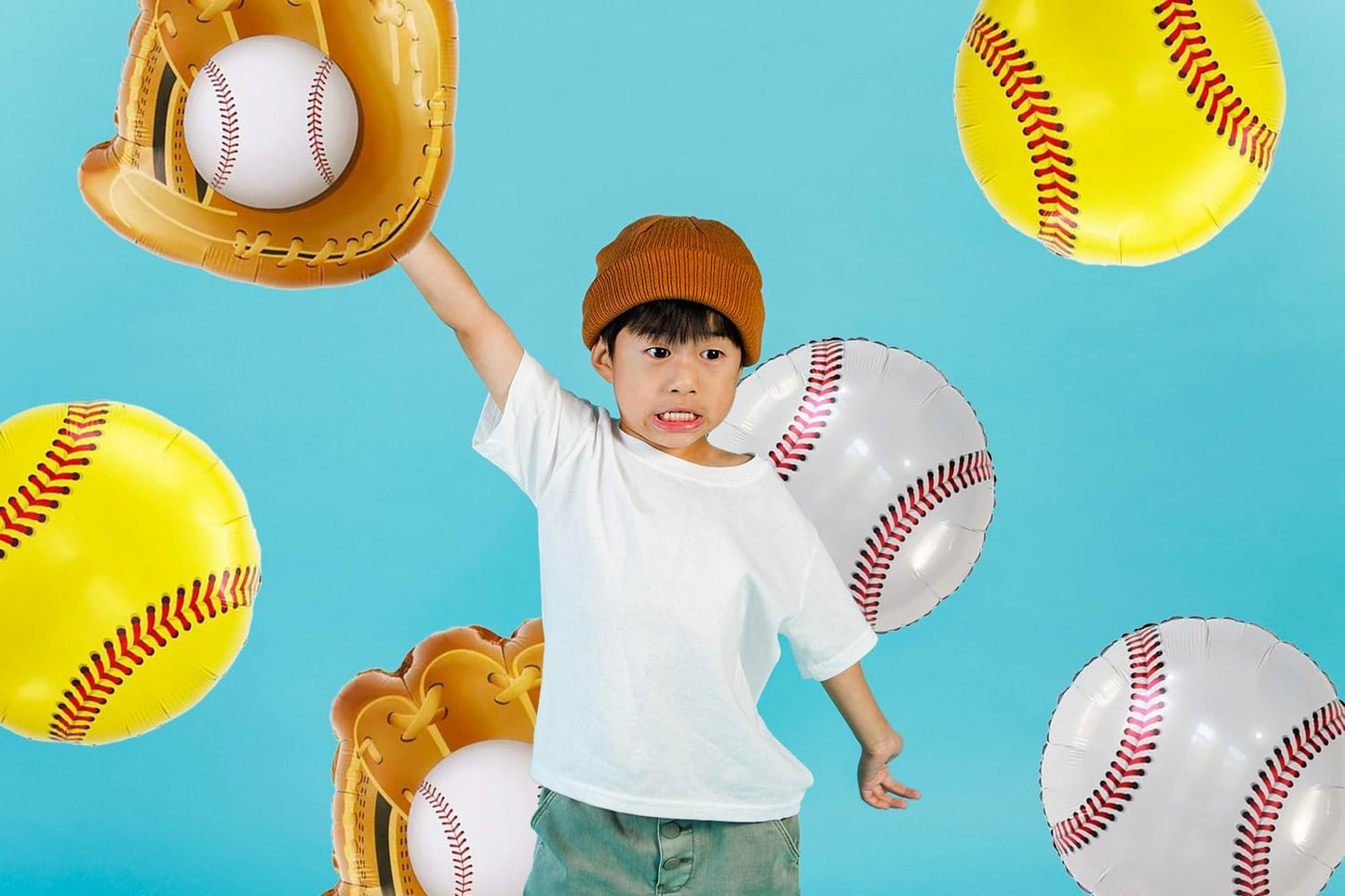 Baseball Balloons,6Pcs 18 Inch Mylar Foil Baseball Jumbo Glove Sports Themed Helium Balloon for Kids,Boys Girls Baby Shower Sport Birthday Party Decorations