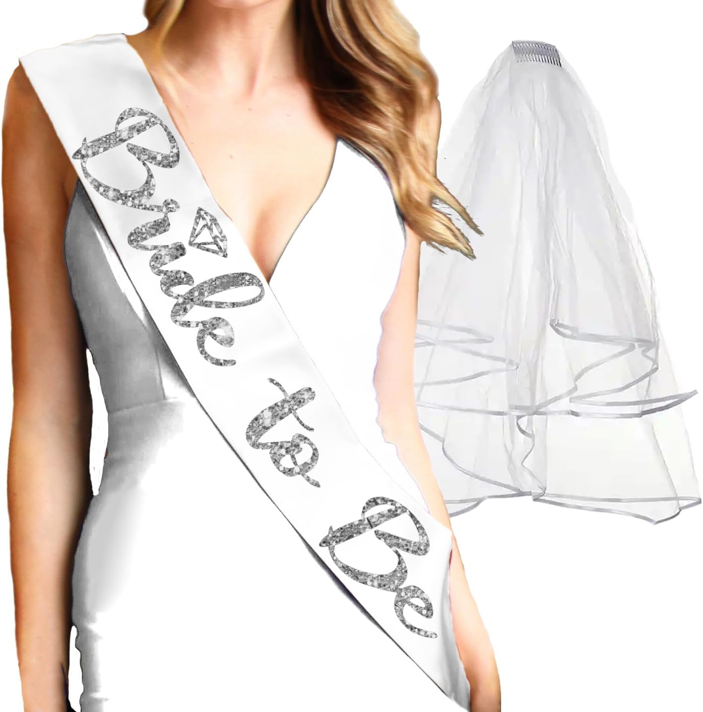 Bride Sash and Veil - BRIDAL GRADE SATIN Bride to Be Sash - Bachelorette Party Outfit - Bridal Shower Gifts