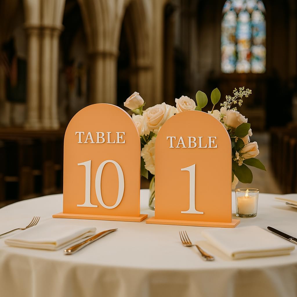 Arch Wedding Table Numbers 1-10 with Stands, 5" X 7" Double Sided Acrylic Wedding Sign Holders, Durable Non-Fading Table Number for Wedding Reception, Events, and Centerpieces