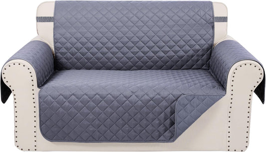 Reversible Loveseat Sofa Covers Couch Cover Furniture Protector(Loveseat Small,Dark Grey/Dark Grey)