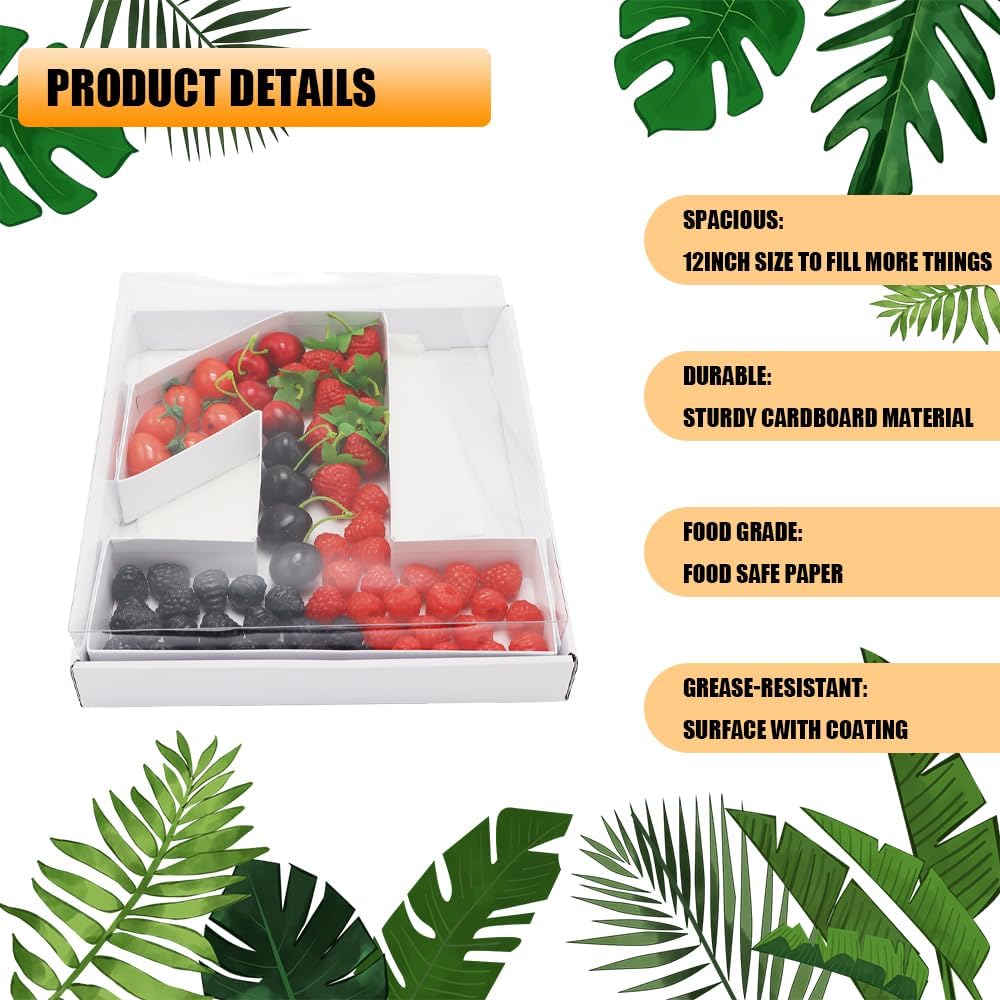 12" Fillable Cardboard Number Charcuterie Gift Cupcake Box With Cover Sweets Packaging (1)