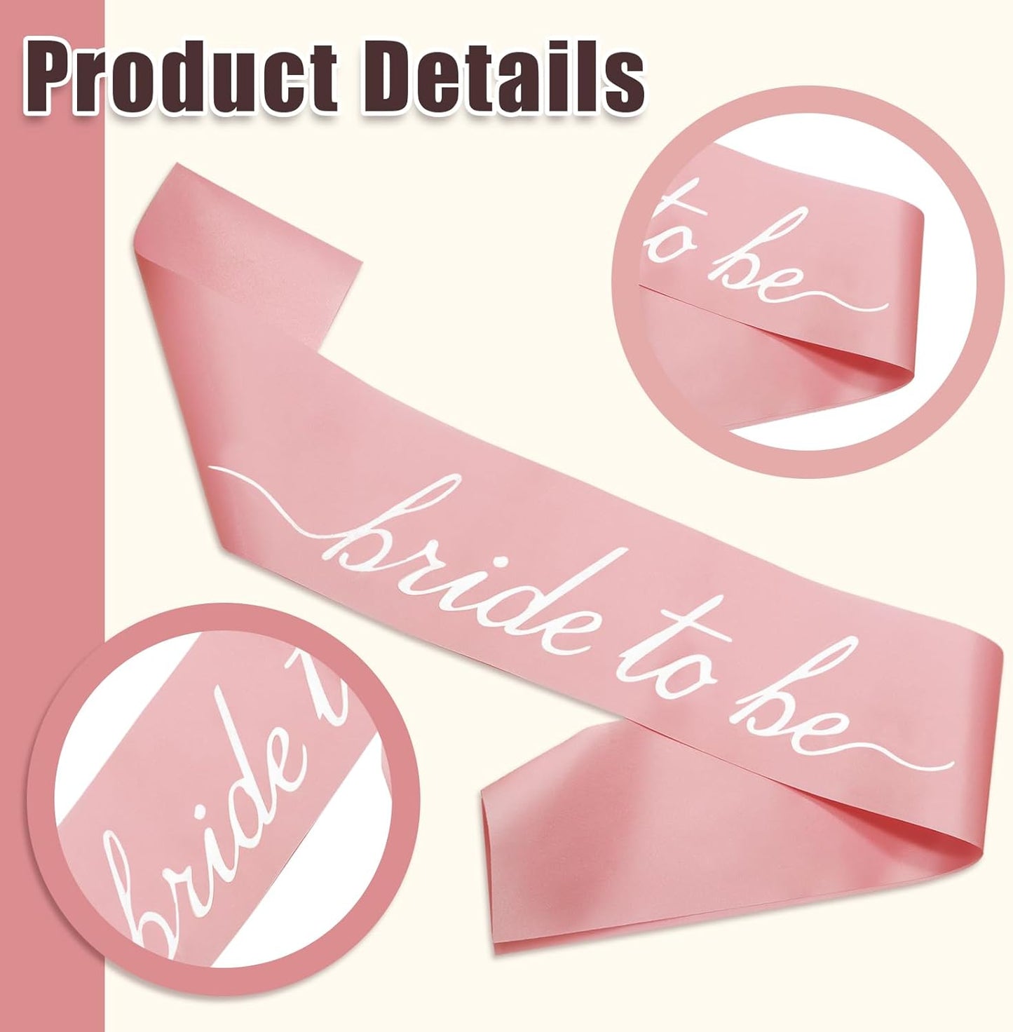 MILVOWOC Rose Glod Bride to Be Sash in Soft Satin, Bachelorette Party Wearable, Bridal Shower Accessory, Bach Decorations, Bridesmaid Present, Engagement Celebration Supplies,1 Pack