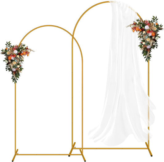 2 Pack Arch Backdrop Stand (7.2FT/6FT), Easy Assembly Backdrop Arch, Gold Wedding Arch Stand, Balloon Arch Stand for Photo Backdrop