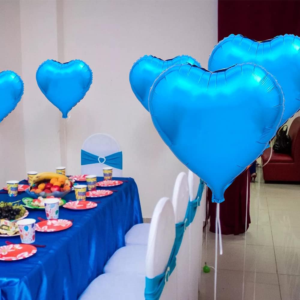 BEISHIDA 30pcs 18inch Blue Heart Foil Balloons for Birthday, Wedding, Engagement Parties