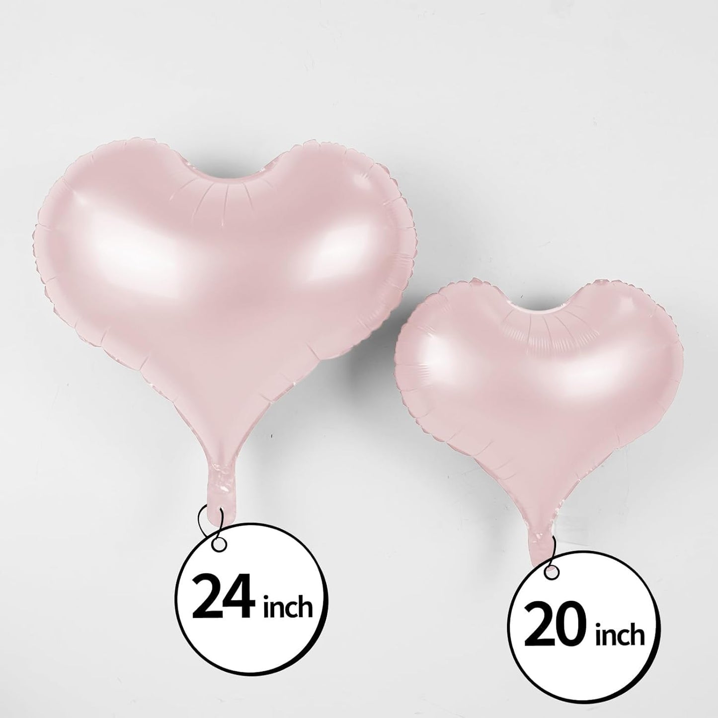 20 Inch Pink White Heart Balloons, 10 Pcs Baby Pink White Heart Shaped Foil Balloons, Pastel Helium Balloon for Girls Women Valentine Bridal Shower Anniversary Wedding Birthday Party Decorations