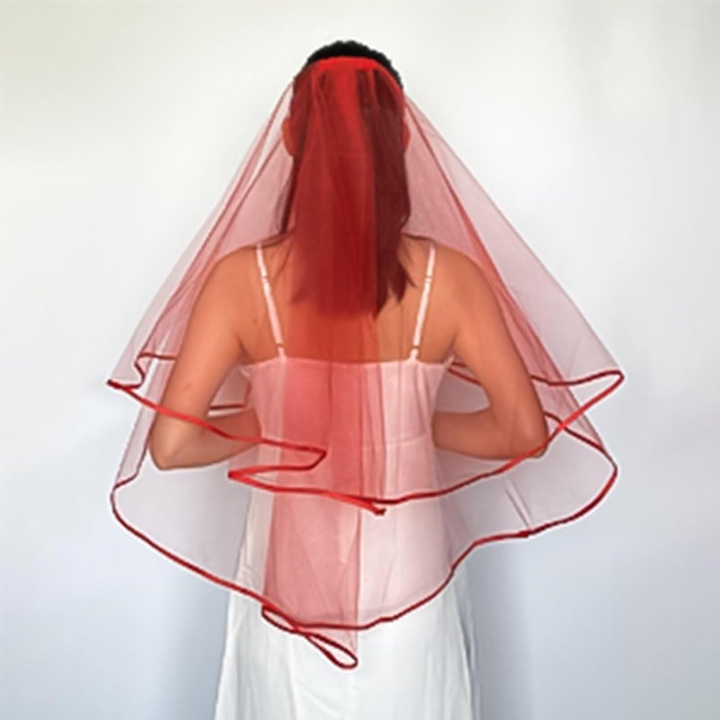 Women's Short Wedding Veils with Comb 3 Tier Halloween Tulle Bridal Veil