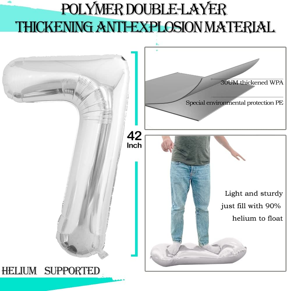 GOER Number 27 Balloons for 27th Birthday Party Decorations,42 Inch Jumbo Foil Helium 72 Balloons for 72nd Birthday Party Decoration (Silver)