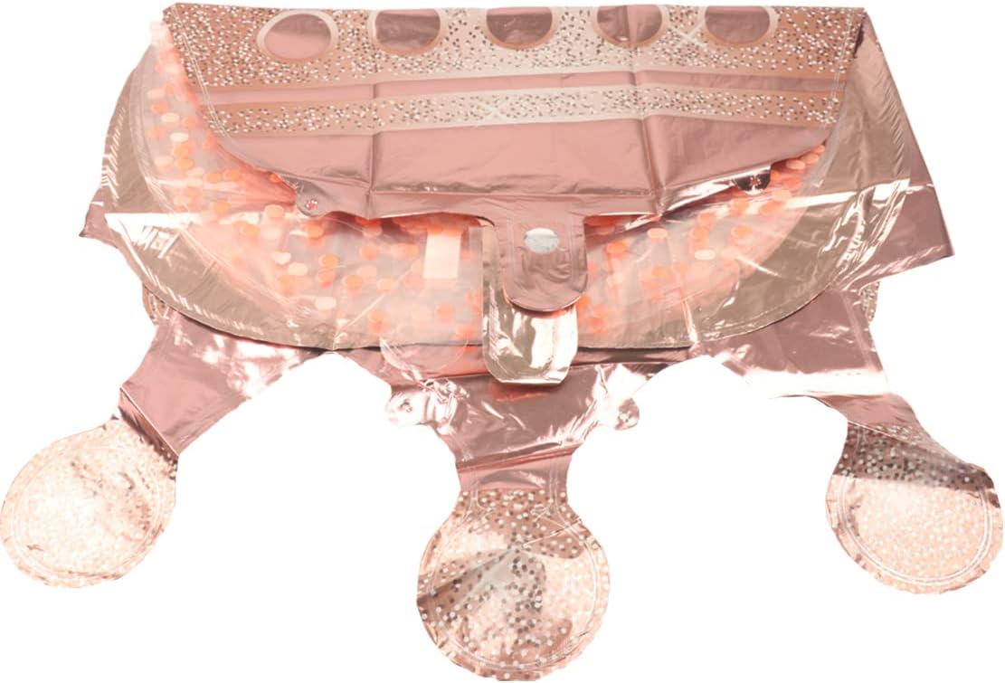 Crown Balloons Pack Of 5 Foil Mylar Helium Balloons For Quinceanera Party Decorations in Rose Gold, Clear Rose Gold Dot
