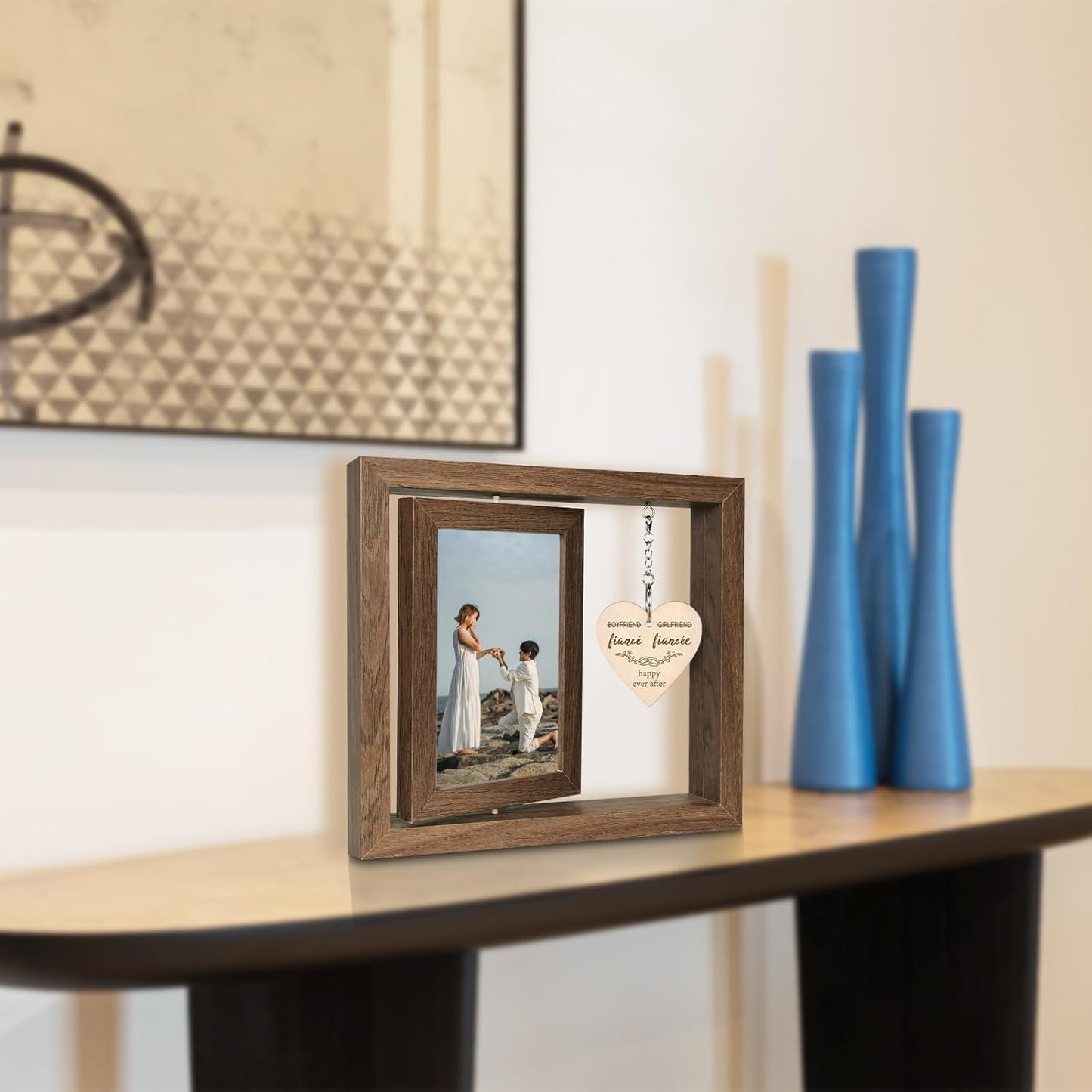 Fiancé Fiancée Picture Frame Engagement Gifts for Couples, Unique Fiance Gifts for Newly Engaged Couples Him Her Women, Display Two 4x6