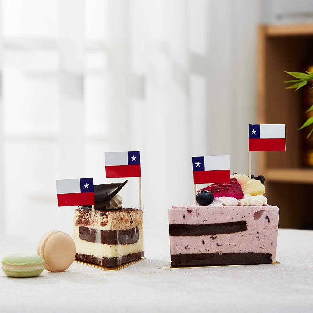 Chile Flag Chilean Flag, Small Mini Chile Toothpick Flags for Food, Cupcakes, Cocktails, Appetizers, Bar Party Decorations
