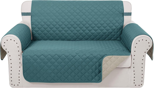 Reversible Loveseat Sofa Covers Couch Cover Furniture Protector(Loveseat Small,Blue/Beige)