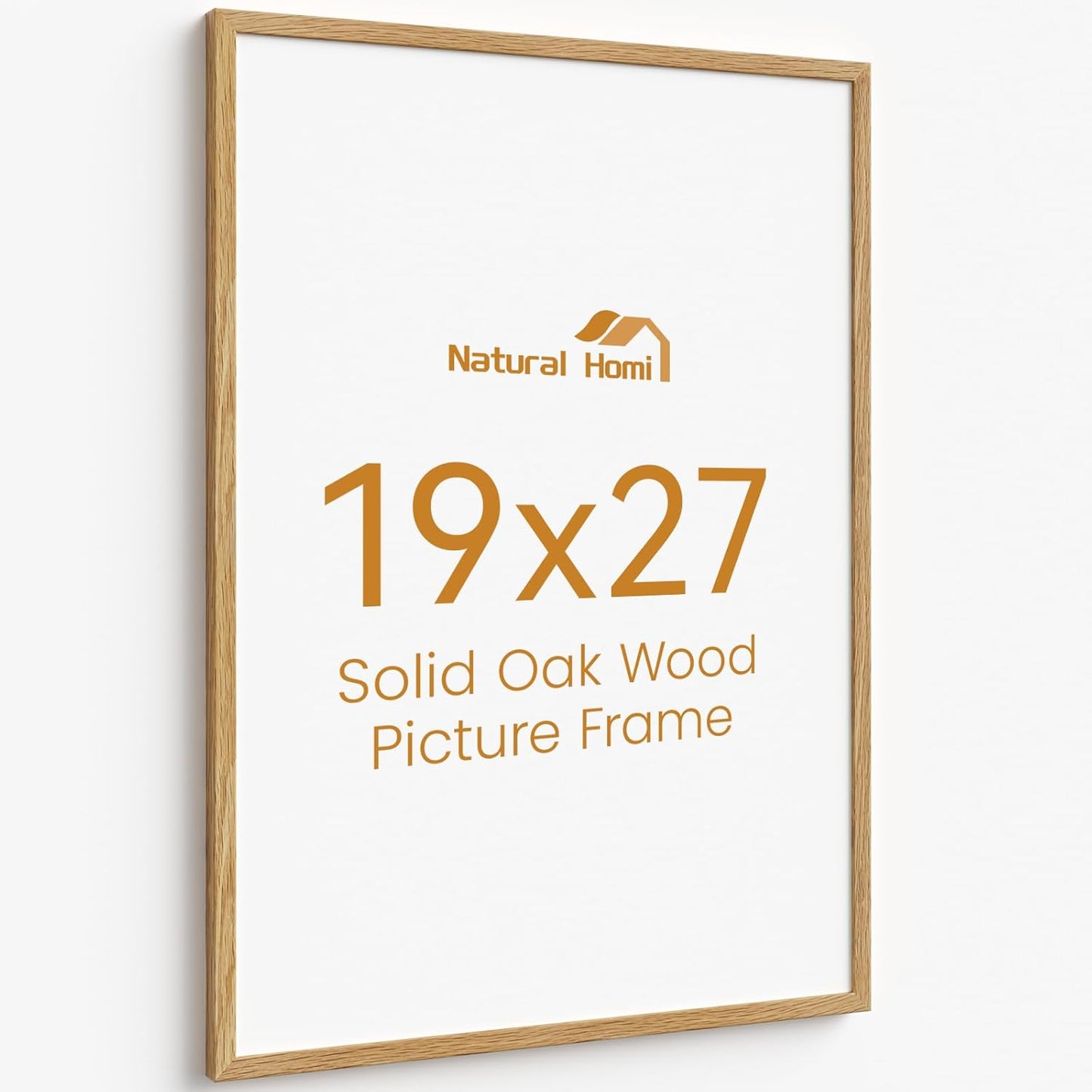 19x27 Picture Frame Oak Wood,19"x27" Natural Oak Color Wooden Frames with Tempered Glass,27x19 inch Wall Gallery Poster Frame with No Mat,19 by 27 Frames Horizontal and Vertical for Wall Mounting