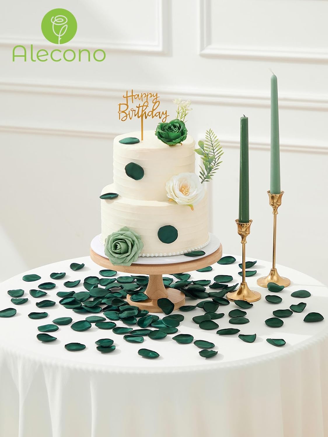 Alecono 600Pcs Silk Rose Petals, Fake Dark Green Petals for Wedding Proposal Flower Girl Basket, Flower Petals to Throw at Wedding Birthday Party Decoration