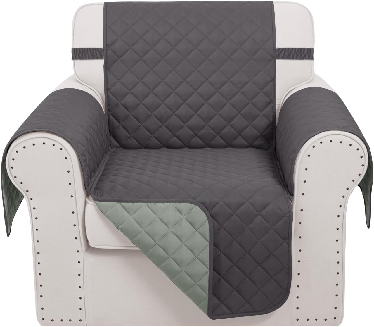 Recliner Chair Covers Reversible Sofa Couch Cover for Pets Lazy Boy Furniture Protector(23''Chair,Dark Grey/Light Grey)