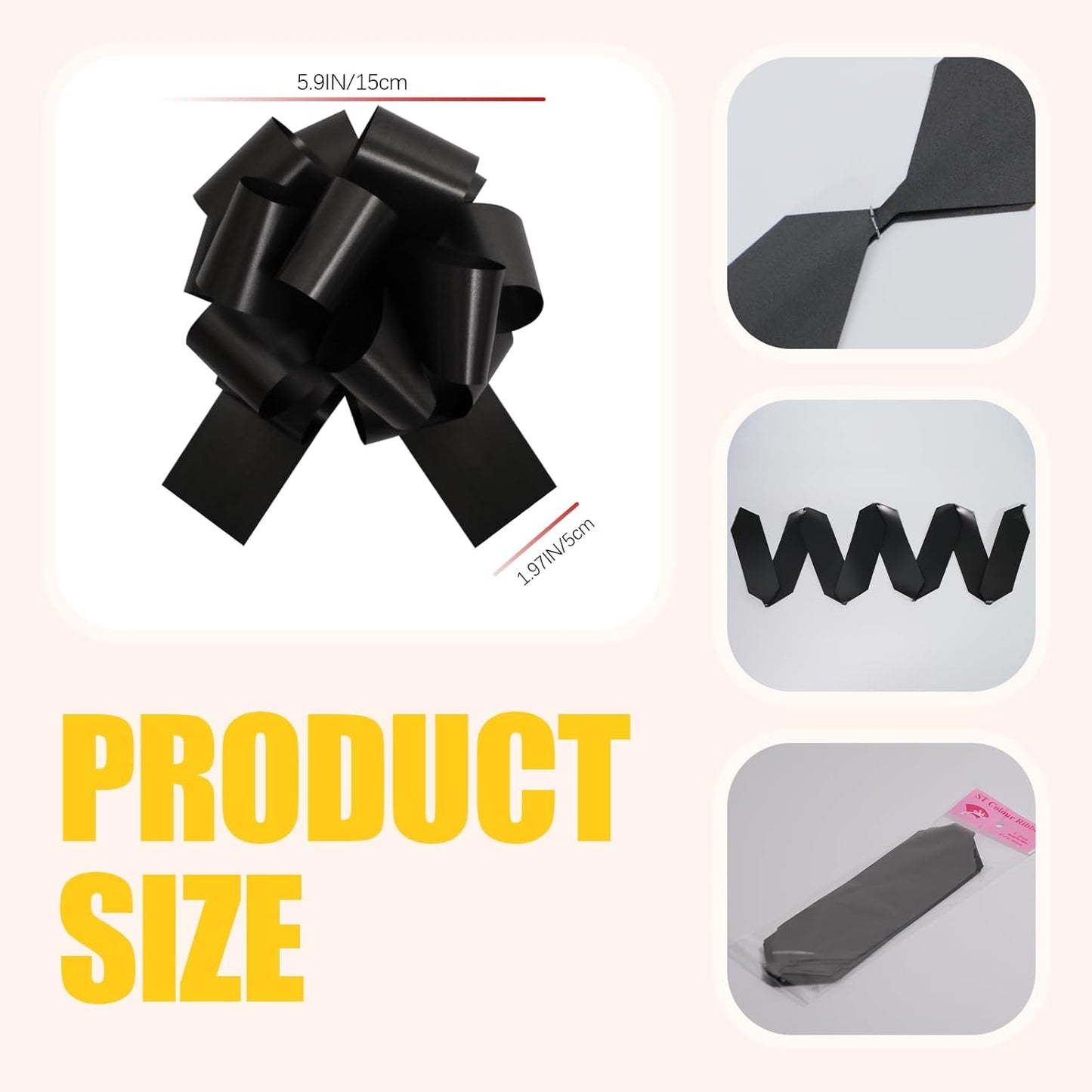 12 PCS 6 Inch Black Pull Bows - Perfect for Gift Wrapping, Wedding Decor, Car Bows, Birthday Parties, Christmas and Valentine's Day