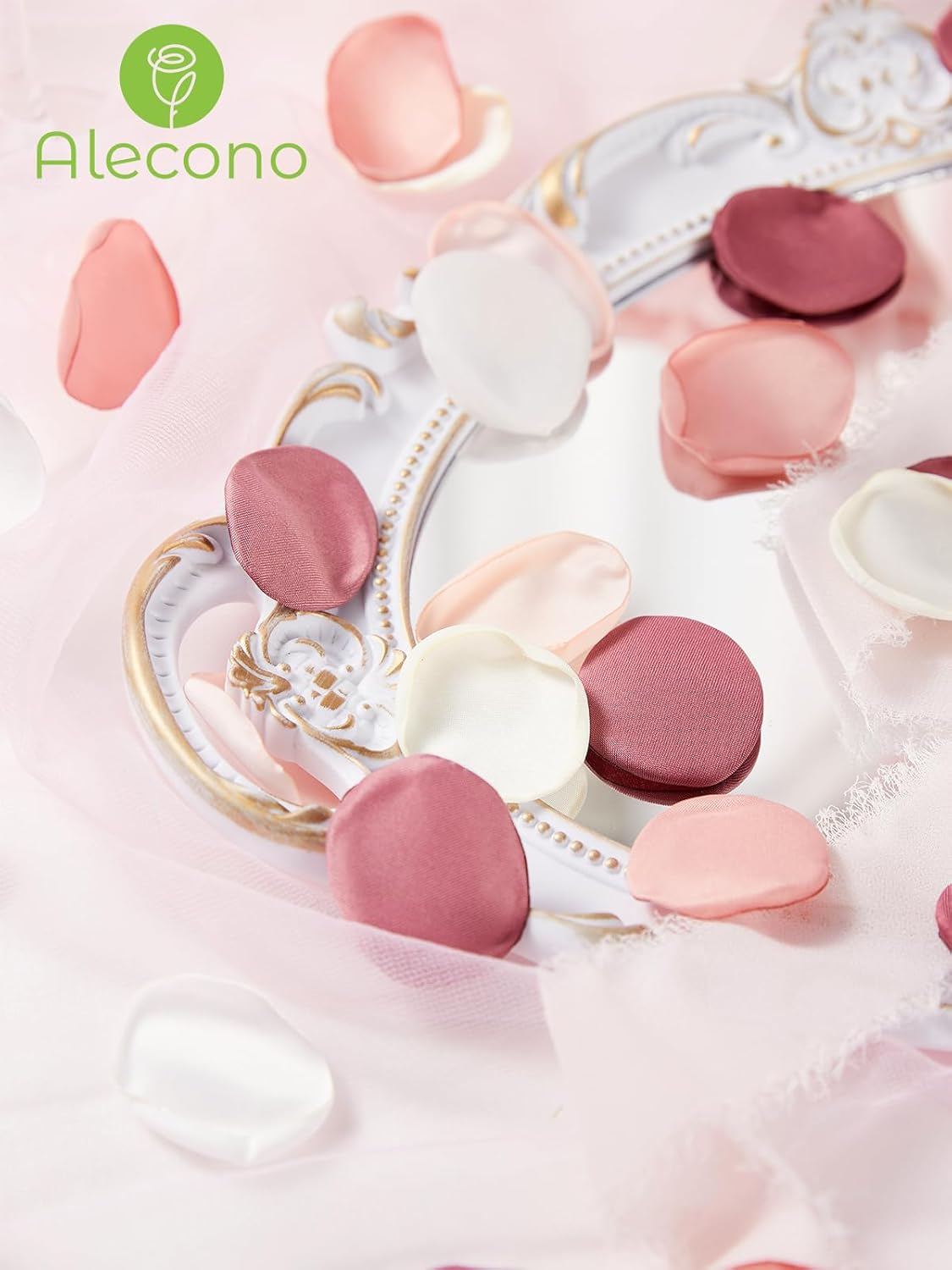 Alecono 𝟰𝟬𝟬𝙋𝙘𝙨 Silk Rose Petals, Fake Pink Rose Petals for Wedding Proposal Flower Girl Basket, Flower Petals to Throw at Wedding for Birthday Party Decoration