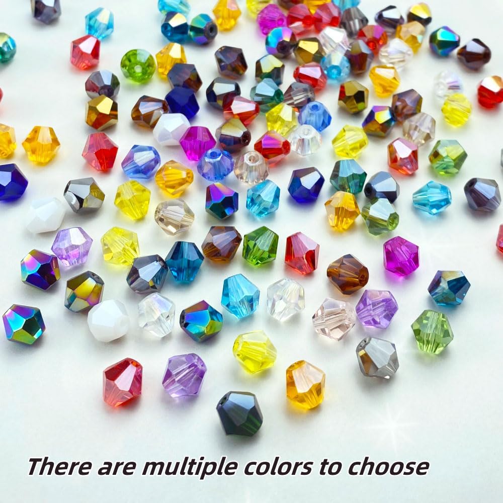 100pcs 8mm Bicone Crystal Glass Beads Loose Spacer Beads Faceted Craft Beads for Jewelry Making DIY Necklace Bracelet Earring Wind Chimes Suncatchers Ornamen(Peacoca Blue AB)