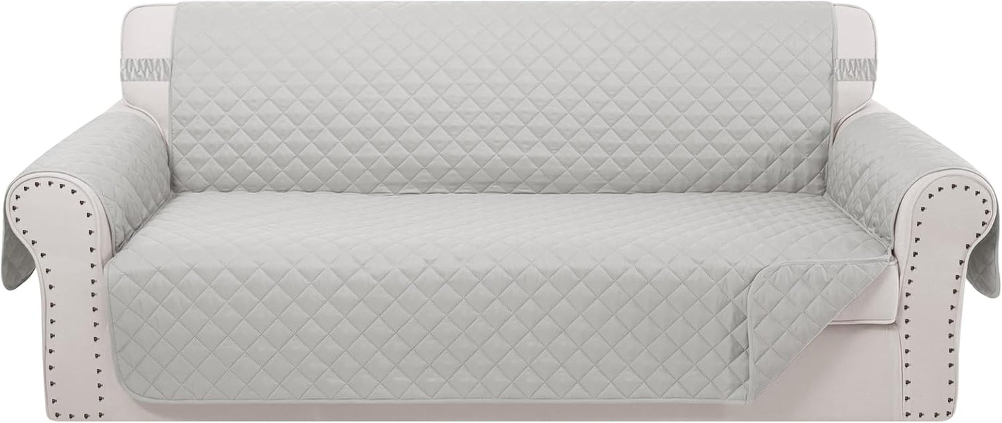 Reversible Sofa Covers Couch Cover Furniture Protector for Dogs Elastic Straps Water Resistant(Sofa,Light Grey/Light Grey)