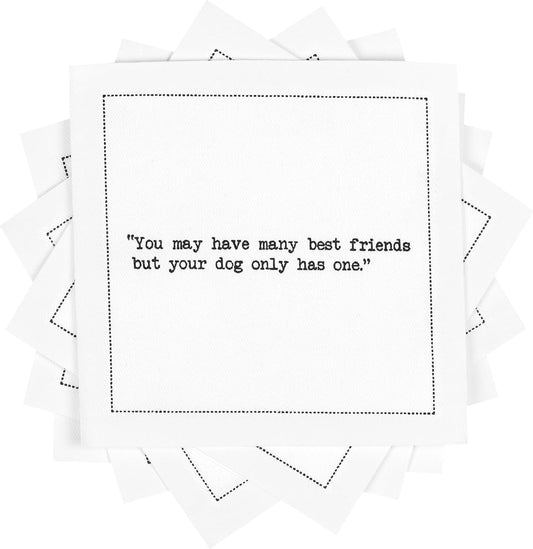 FIVE STAR NAPKINS Dog Quotes, White Cotton Cocktail Napkins, Beverage Napkins, Bar Napkins, Cloth Napkins, Party Napkins, Events, Holidays, Weddings, Birthdays, Disposable, 4.5'' x 4.5''- (50x)