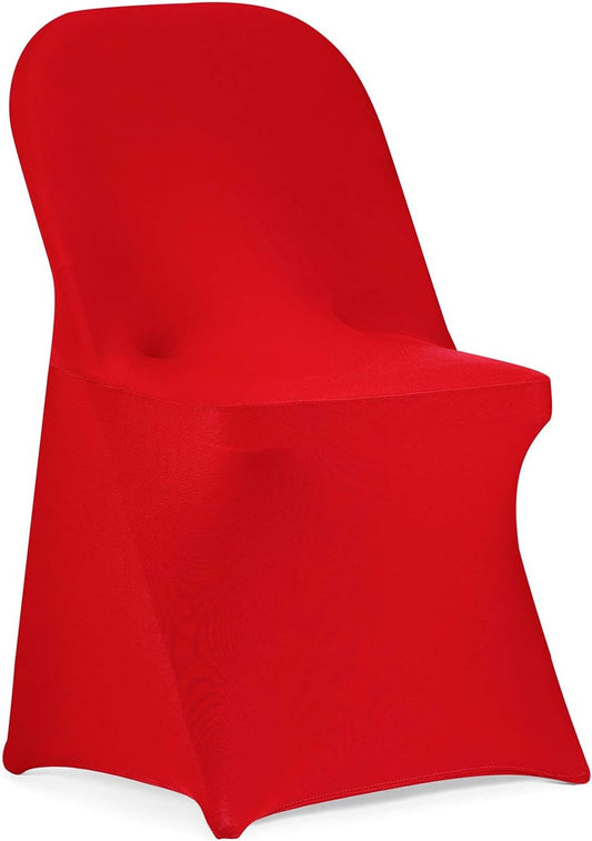 Peomeise Stretch Spandex Folding Chair Cover for Wedding Party Dining Banquet Event (Red,6pcs)