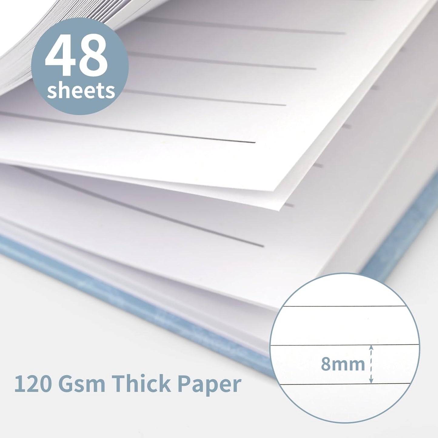 His and Hers Vow Books for Wedding, 2 Pack Hardcover Vows Book with Toile-Inspired Design, 48 Sheets 120gsm Thick Paper, Elegant Wedding Ceremony Stuff, 4.13" × 6", Blue