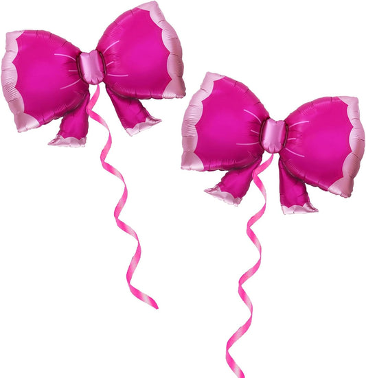 36 Inches Bow Foil Balloon Huge Bowtie Pink Balloon for Baby Shower, Wedding, Kids Theme Party Decoration (Hot pink)