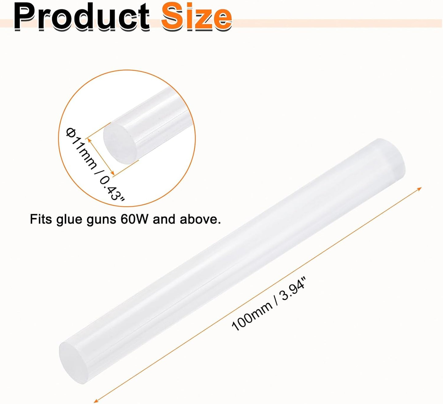 HARFINGTON 10pcs Hot Glue Sticks 0.43" Dia x 3.94" Long EVA Mini Hot Melt Adhesive Glue Stick for Hot Melt Gun Wood Plastic Glass Flowers Fabrics Foam, Clear