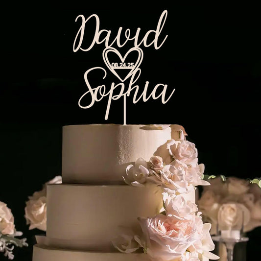 Wedding Cake Toppers, Wedding Cake Toppers Bride and Groom, Custom Cake Topper, Customize Your Own Anniversary Mr and Mrs Cake Topper,Rustic cake topper,Date wedding Cake topper.Wooden Cake topper