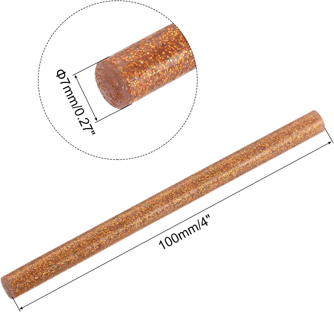 uxcell 20pcs Hot Glue Sticks for Glue Gun 7mm/0.27-inch x 4-inch Mini Hot Melt Adhesive Glue Stick Glitter Bronze Gold