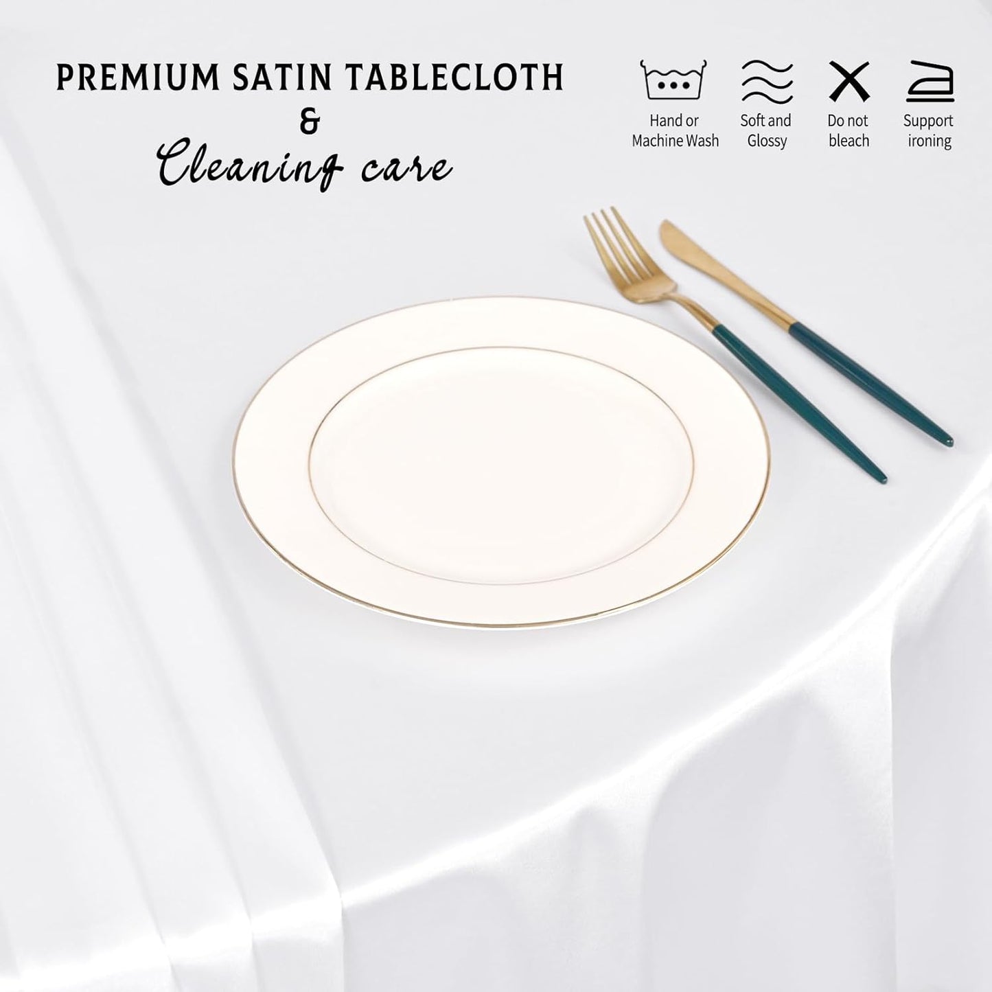 6 Packs Satin Tablecloth 120 Inch White Round Table Cloth Silk Tablecloth Smooth Fabric Overlay Satin Table Cover Decoration for Wedding Party Banquet Events