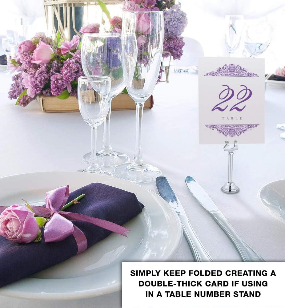 Paisley Wedding Table Numbers (Select Color/Quantity), Champagne, Purple, 1-60, Double Sided, Tent or Use in a Stand, Great for Parties & Restaurants - Made in the USA
