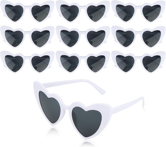 CIEHER Bachelorette Party Favors - White Black Heart Sunglasses for Bride Bridesmaid
