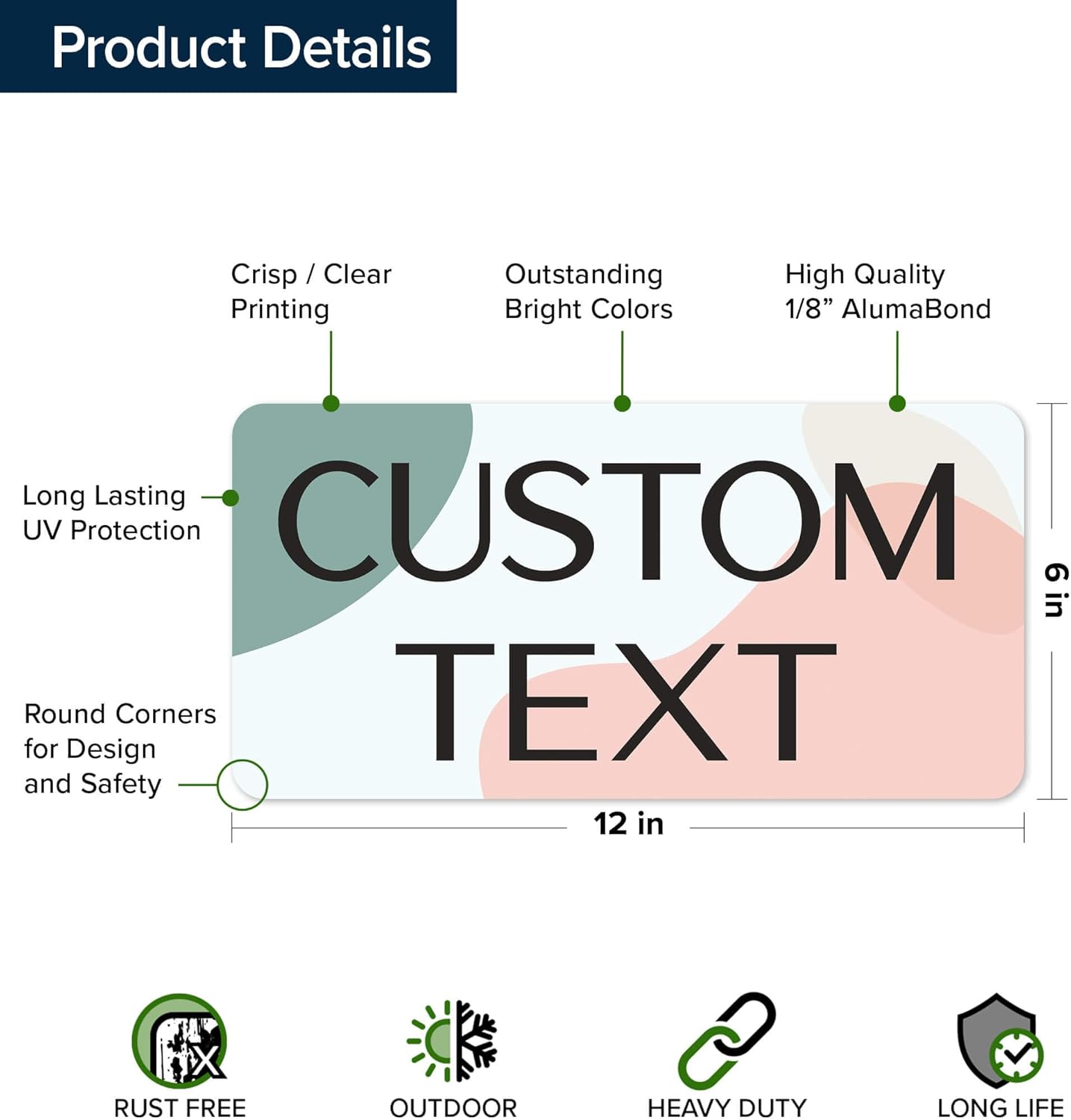 Custom Sign, Custom Street Sign, 11 Font Colors, 13 Font Styles, 4 Hole Options, 22 Sizes, 6x12 Inches, Rust Free DiBound, Fade Resistant, Made in USA by My Sign Center (Minimalist)