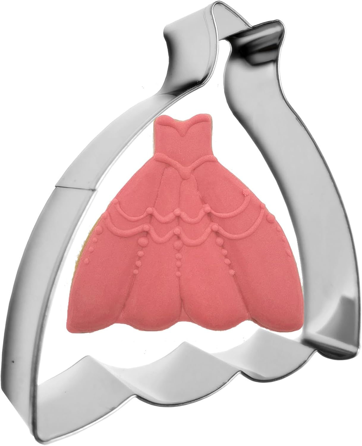 Large Size Dress Shaped Cookie Cutter, Stainless Steel Strapless Princess Party Wedding Dress Cookie Cutter, 4.6 Inches