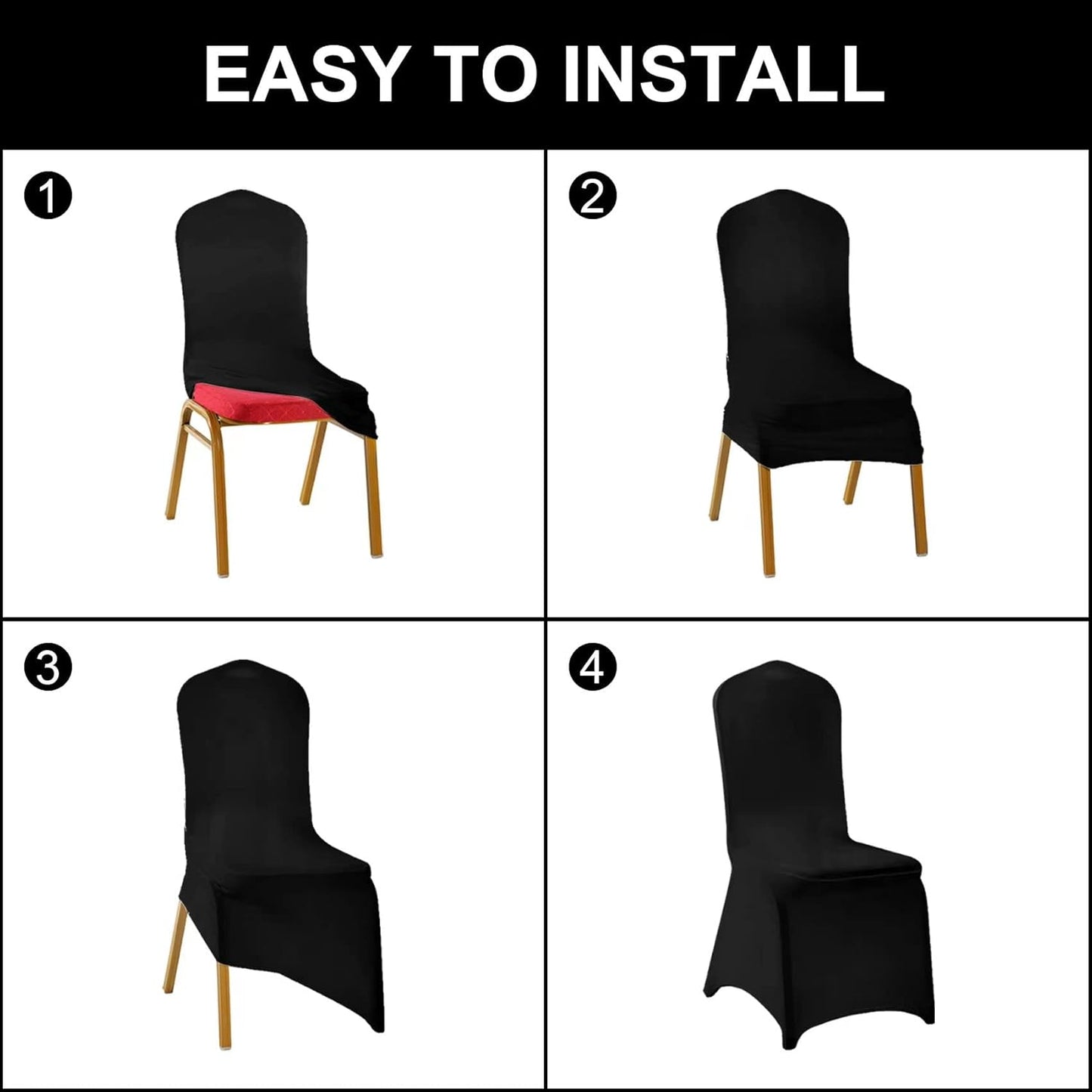 SUPERO Waterproof Spandex Chair Cover 25PCS, Stretch Dining Chair Covers, Polyester Outdoor Chair Covers, Protector Stretch Chair Cover for Party Universal, Banquet, Wedding Event, Hotel(Navy)